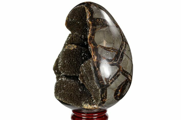 Septarian Dragon Egg Geode - Black Crystals #111229